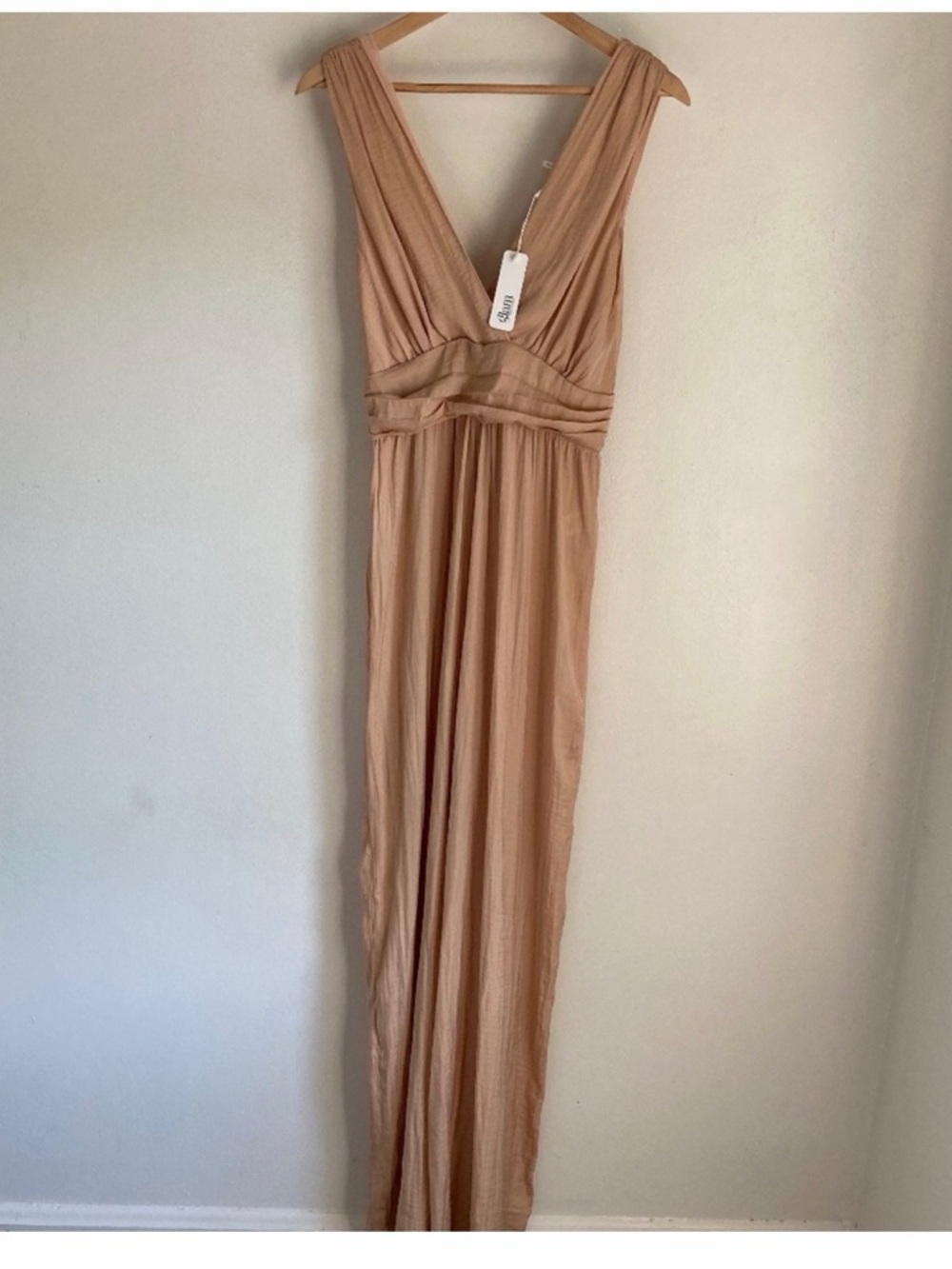 glam Nude/Tan Sleeveless V-Neck Jumpsuit